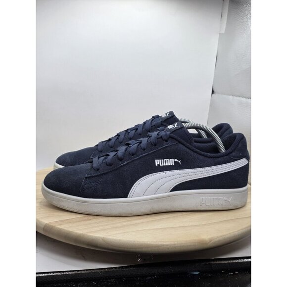 Puma Smash V2 Mens Size 10 Blue White Athletic Suede Walking Shoes Sneakers - Picture 1 of 9